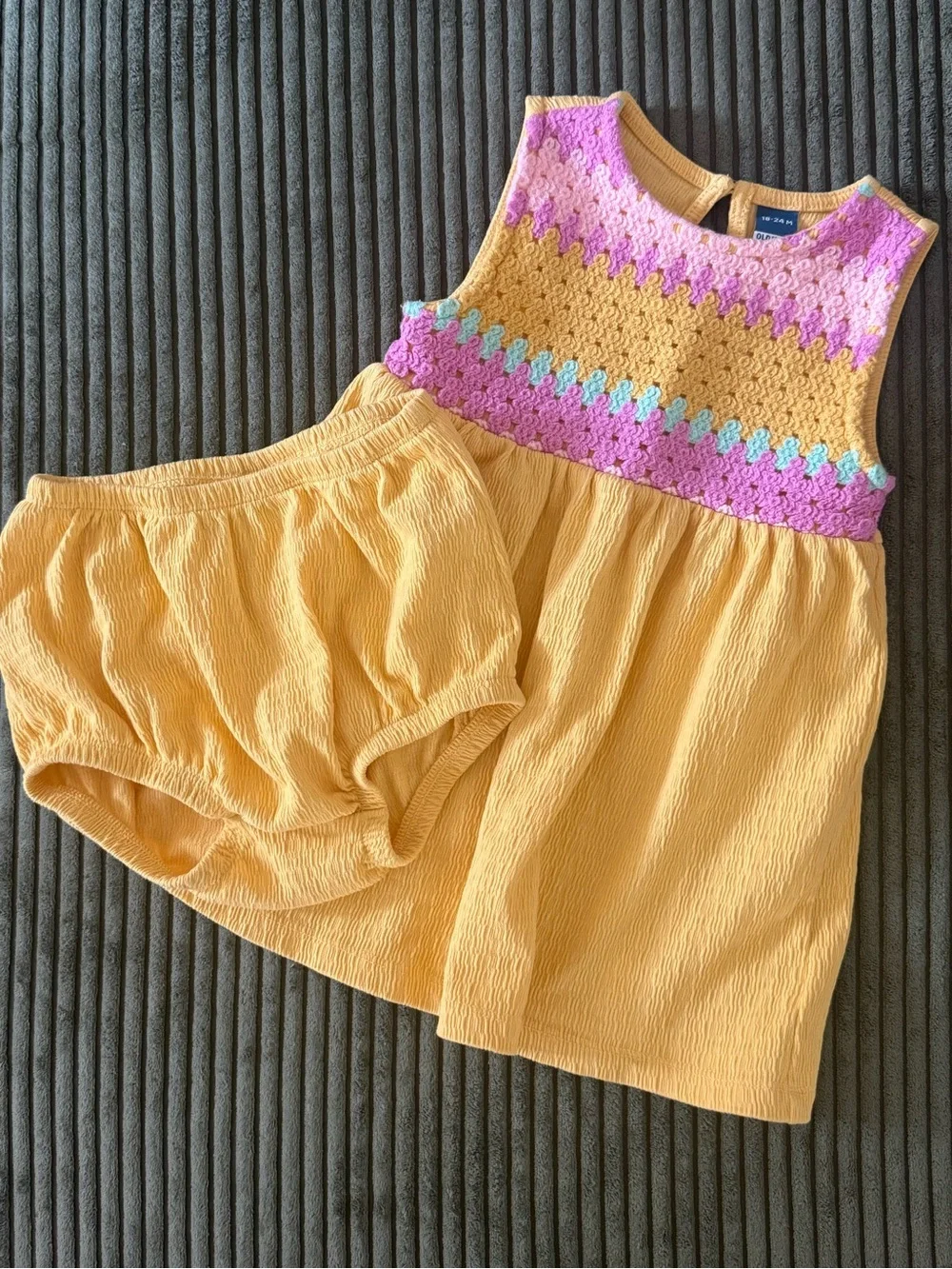 Old Navy Yellow Crochet-Panel Dress with Bloomers